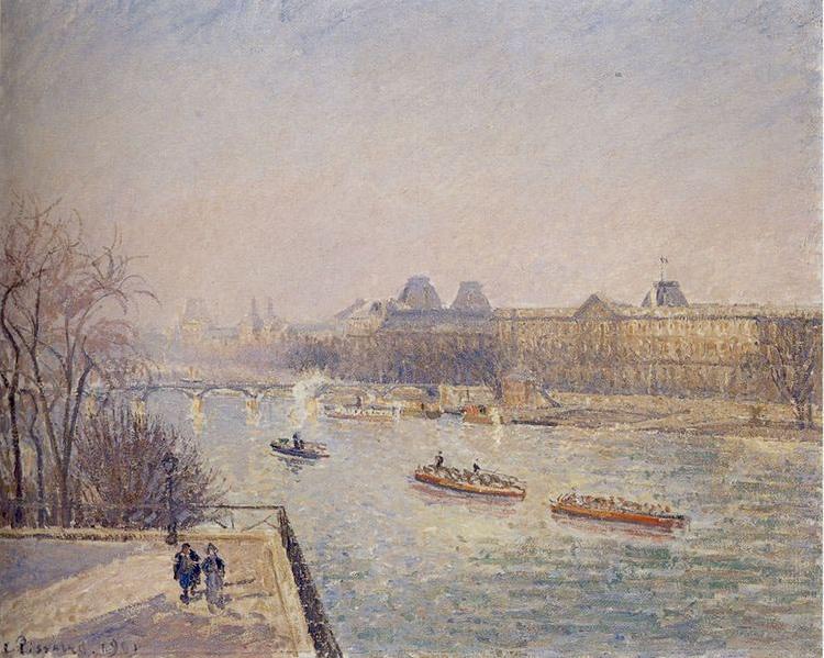 Camille Pissarro Morning, Winter Sunshine, Frost, the Pont-Neuf, the Seine, the Louvre, Soleil D'hiver